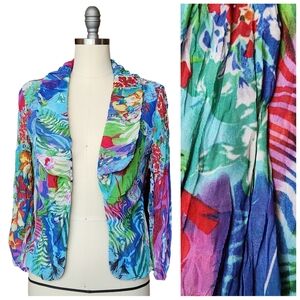 Alberto Makali Women's 6 S Multicolored Floral Abstract Jacket Top Art to Wear